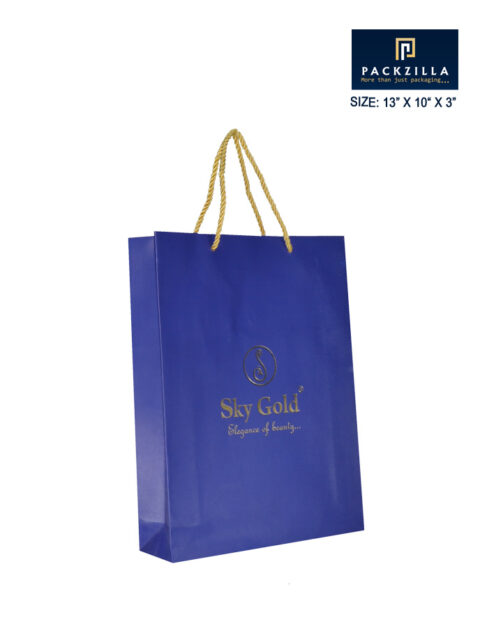 Paper Bag / 13" X 10" X 3" / Mat-Blue