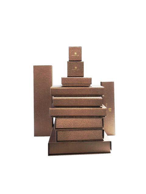 Rigid Paper Box / Rice Texture - Brown