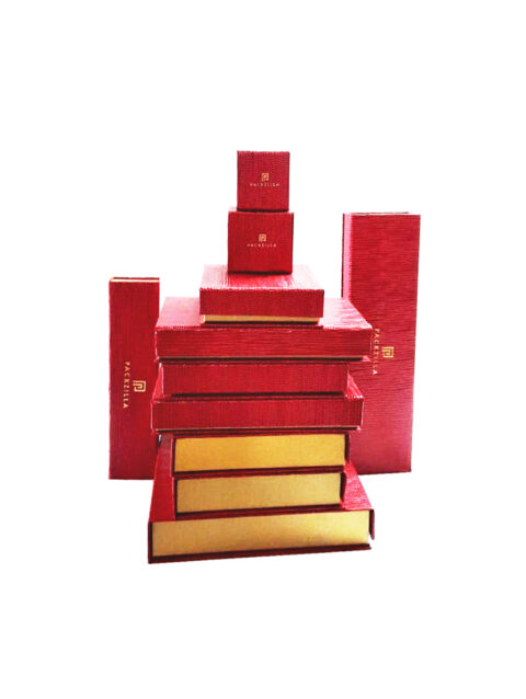 Rigid Paper Box / Rice Texture - Red